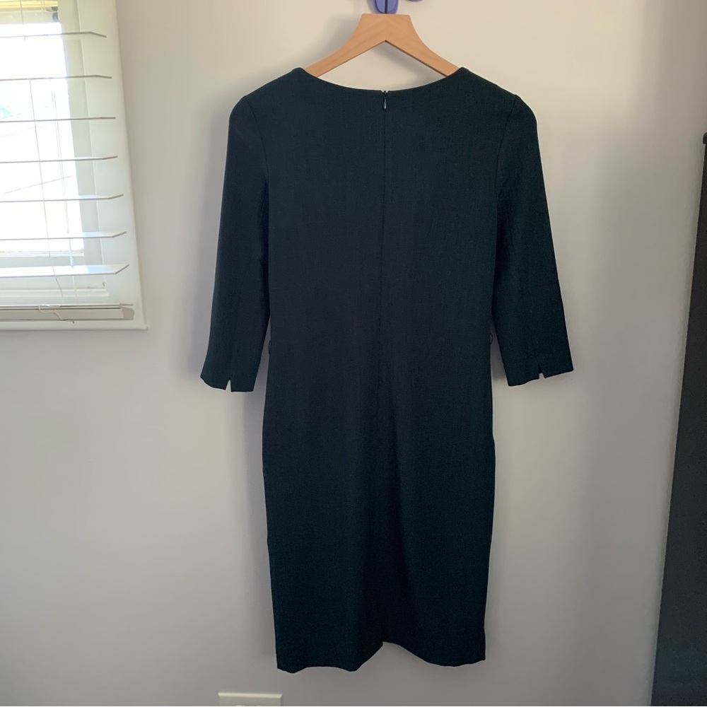 M.M. Lafleur 2 Etsuko Dress Rainforest Green 3/4 Sleeve Knee Length - Picture 7 of 9